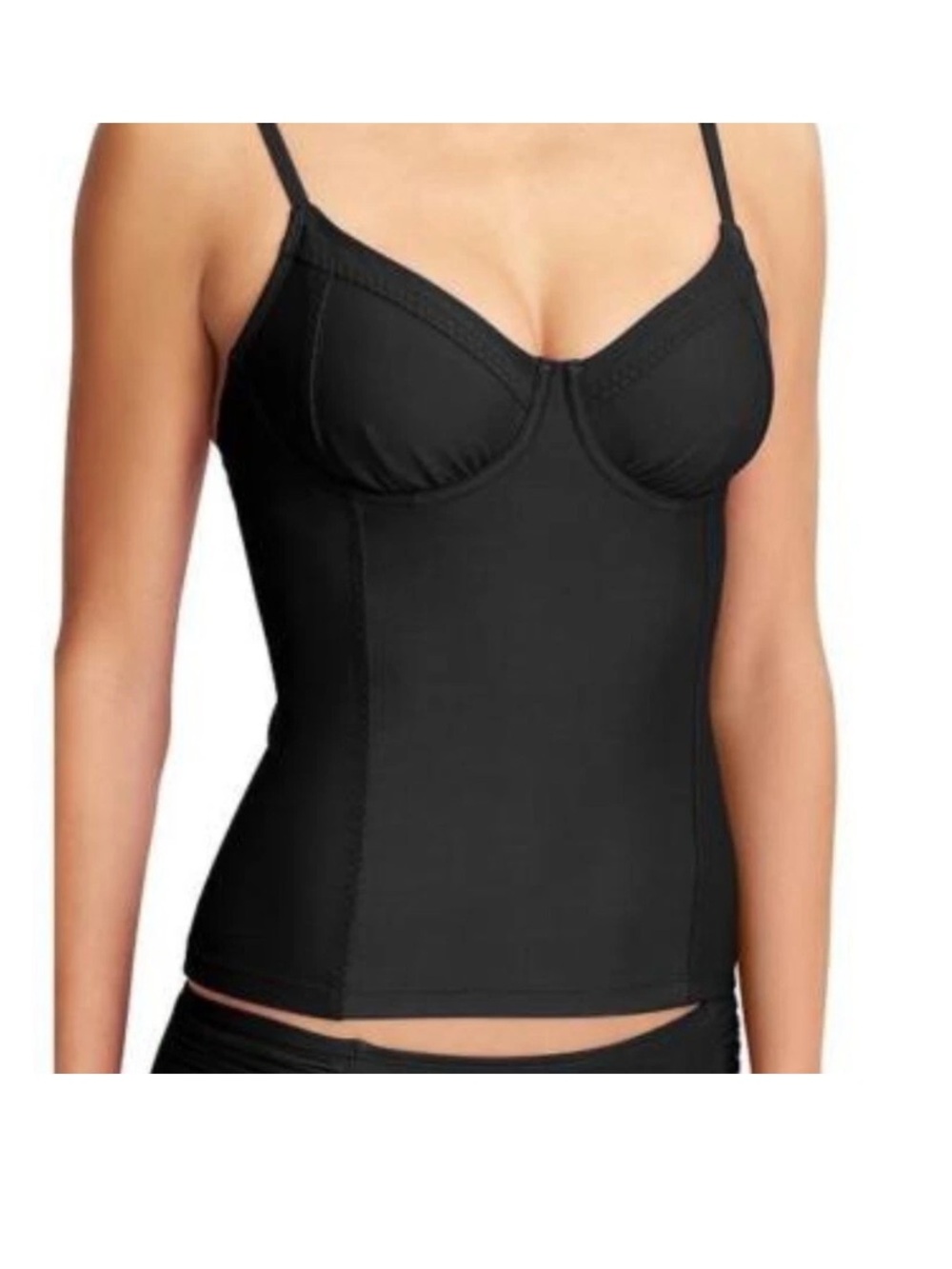 Athleta Black Underwire Tankini Kaimana Swim Top 38D/DD Tall Adjustable Straps